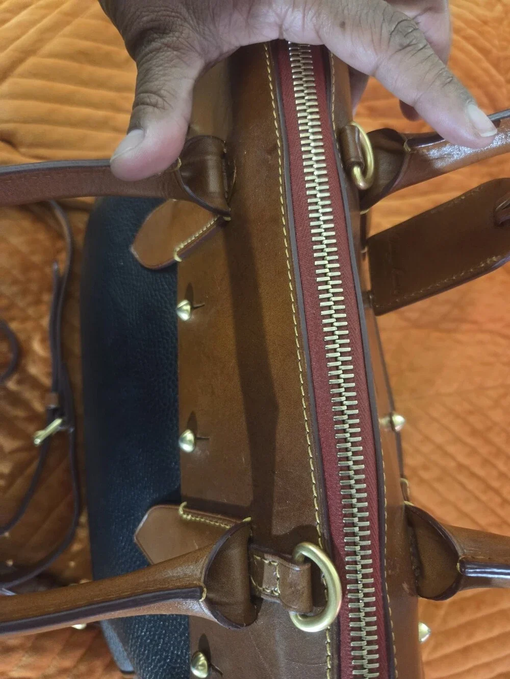 Vintage 1996 Dooney & Bourke Black Brown Leather Satchel